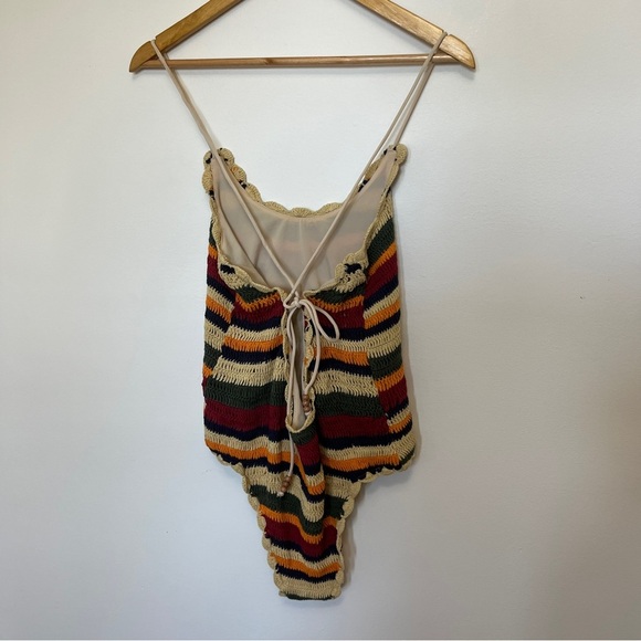 It’s Now Cool The Crochet One Piece Bathing Suit Stripe Size Extra Large NWT - Picture 4 of 6